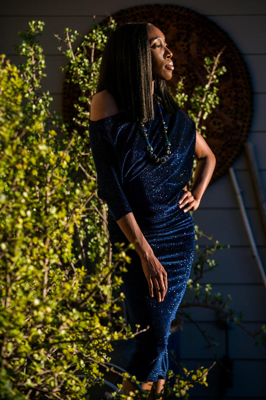 Midnight Shimmer Angle Dress