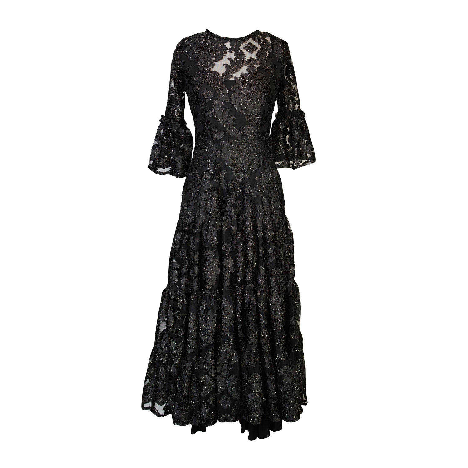 Petite Mystic Lace Tiered Ruffle Dress