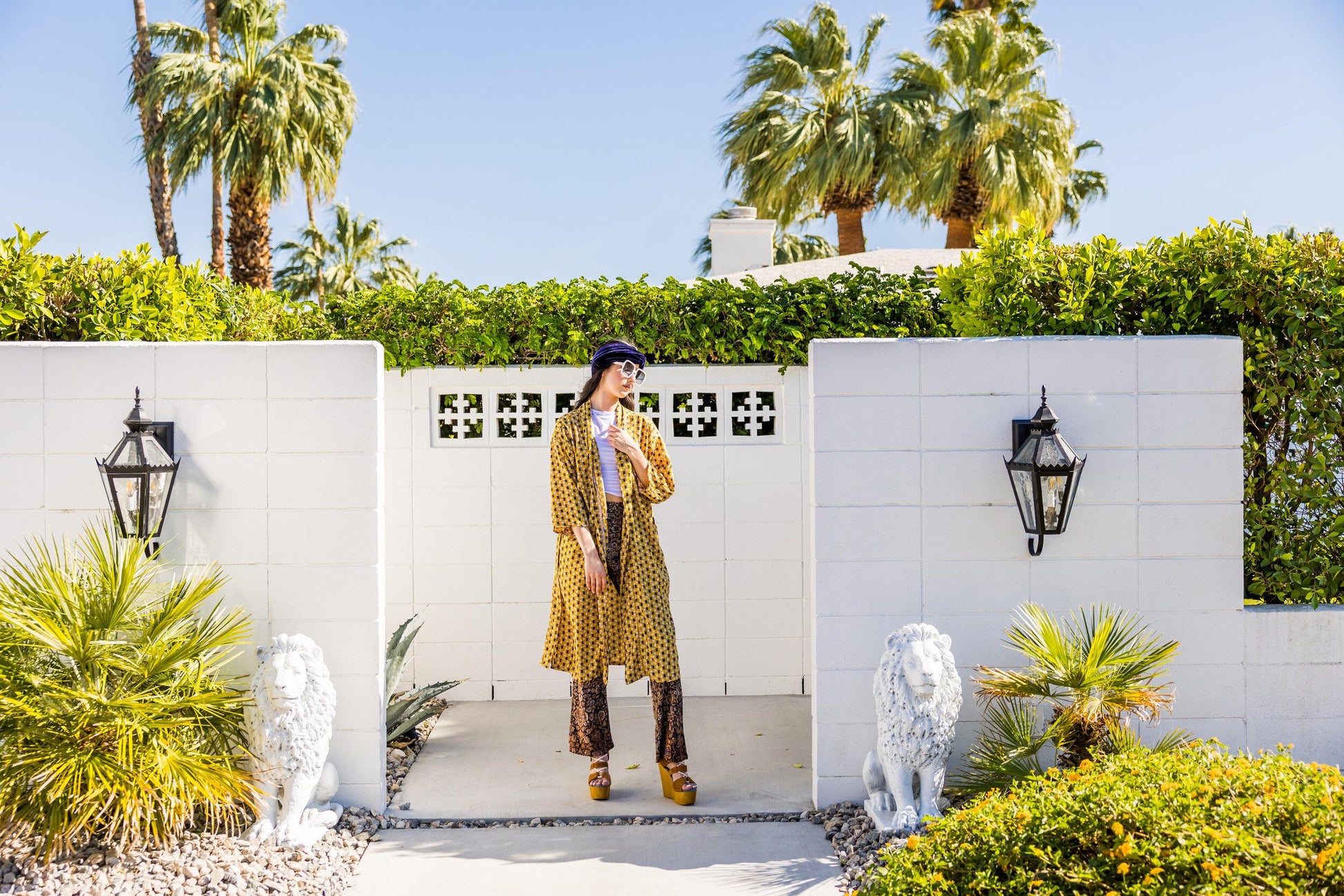 Neutra, nuetral, yellow, squares, patterned, koi kimono, boho, chic, duster, jacket, pockets, handmade, madeinusa, jennafergrace