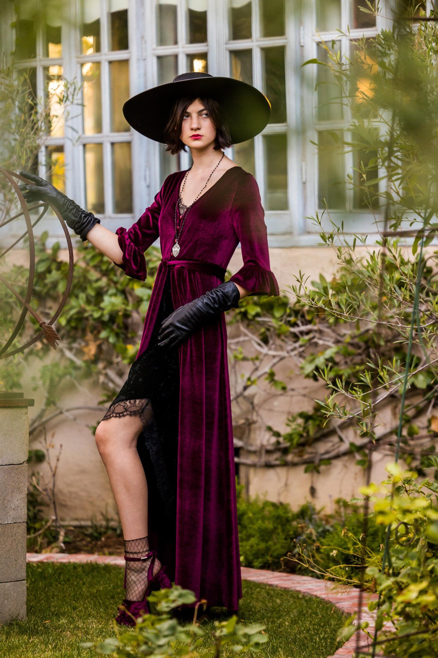 Oxblood Velvet Peignoir Dressing Gown jennafergrace handmade burgundy