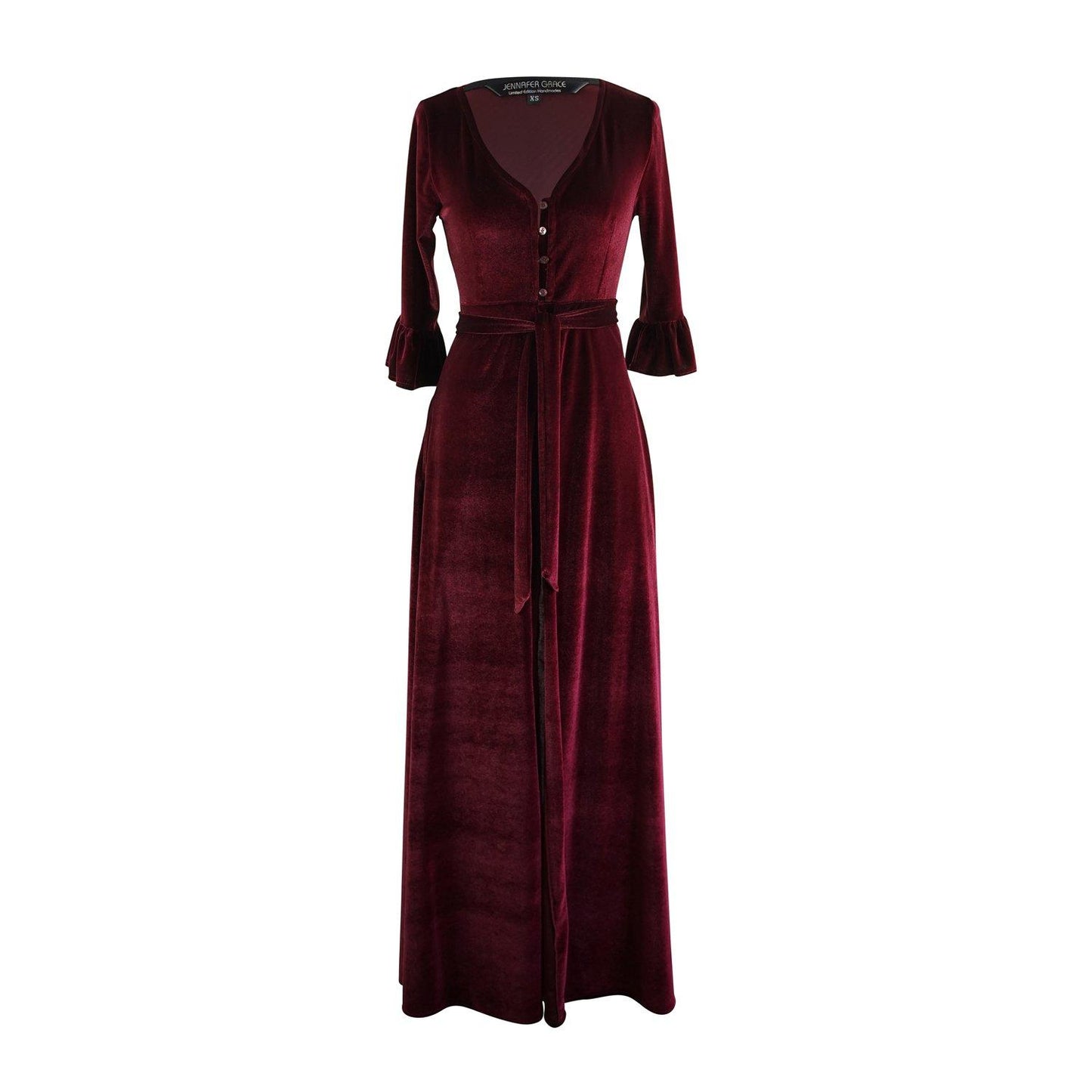 Oxblood Velvet Peignoir Dressing Gown jennafergrace handmade burgundy