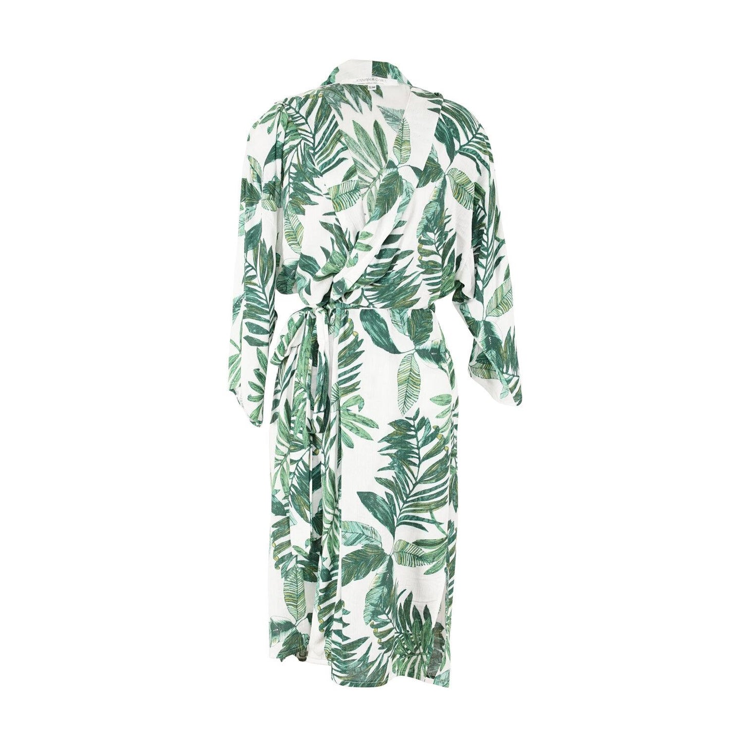 white, green, leaf, tropical, koi kimono, boho, chic, duster, jacket, pockets, handmade, madeinusa, jennafergrace