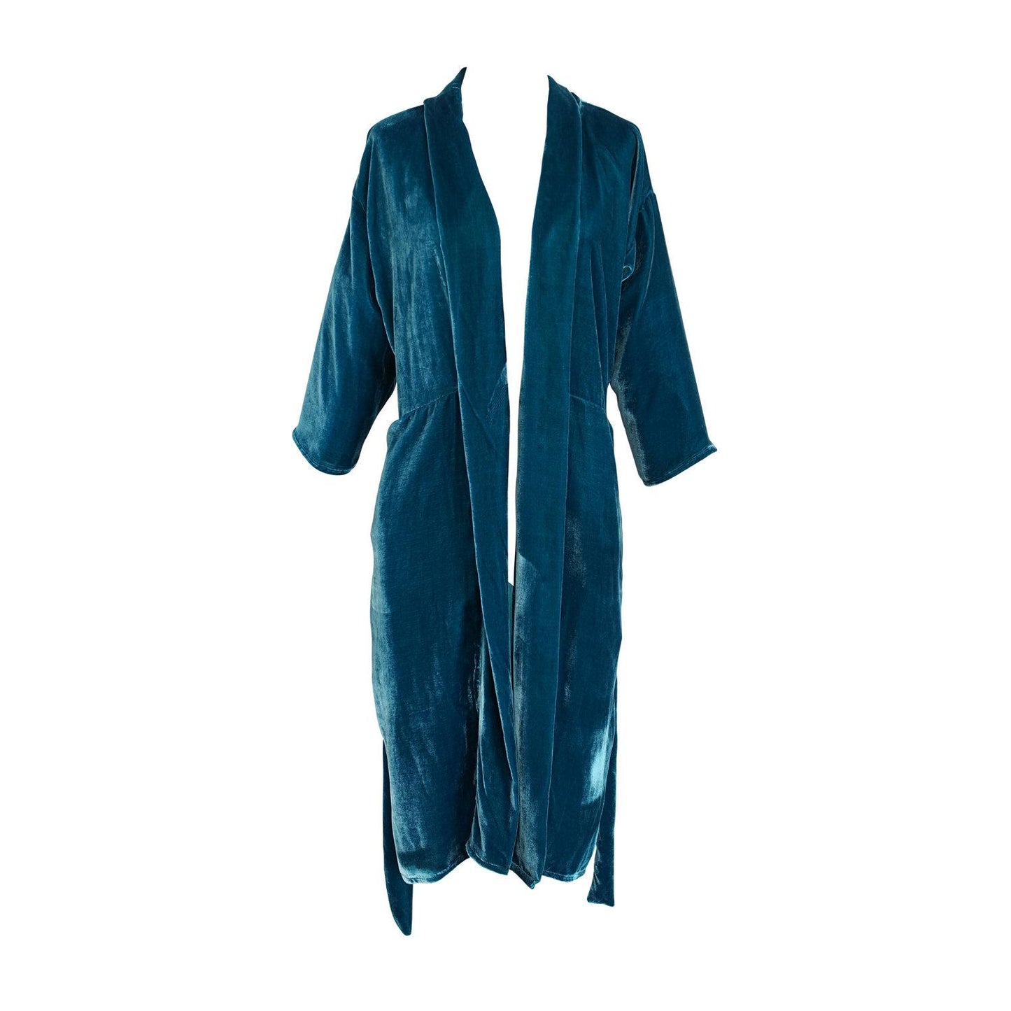 peacock silk velvet koi kimono teal robe jacket cardigan layering fall fashion everyday luxe handmade