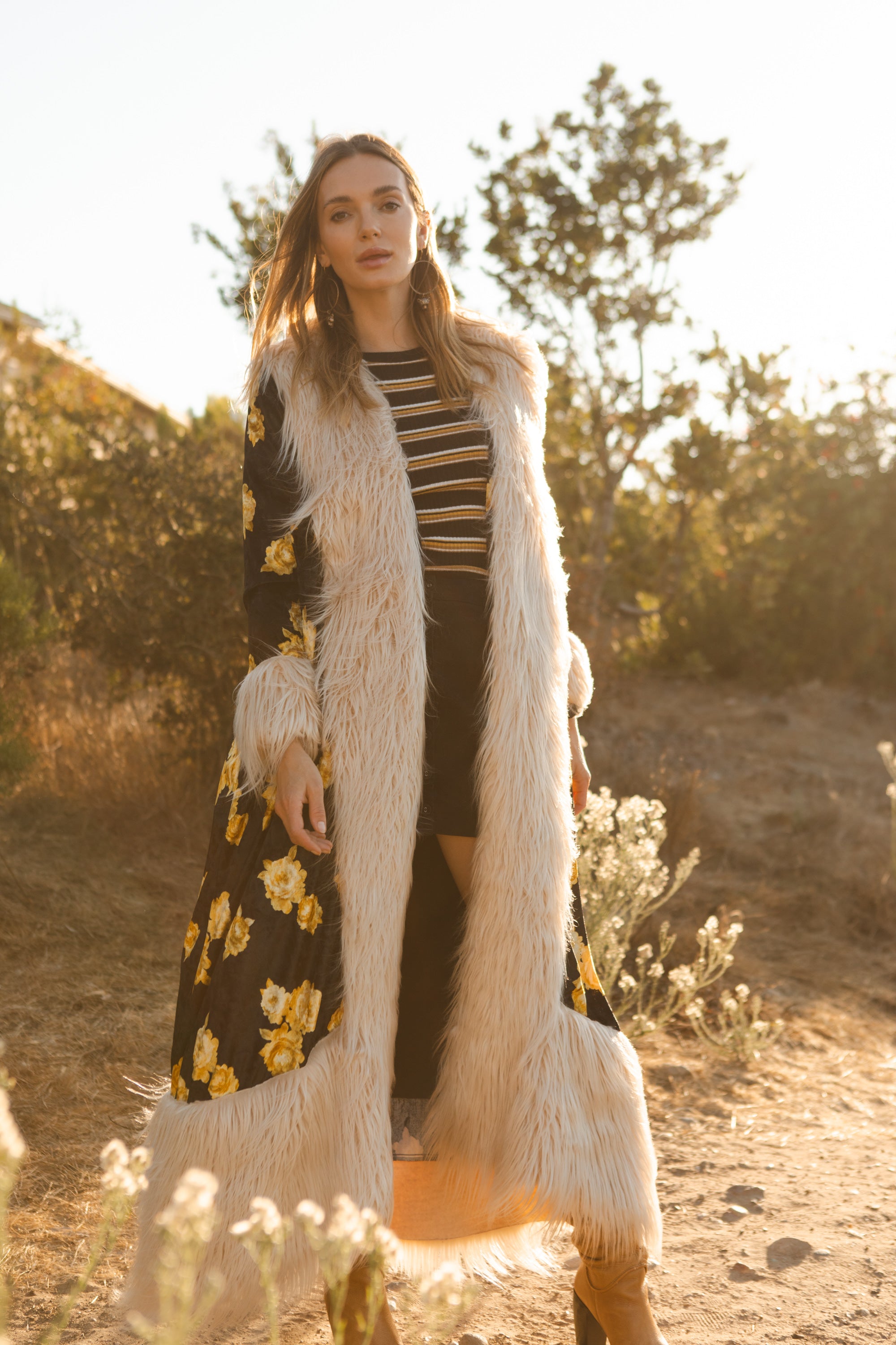 Faux fur duster coat hotsell