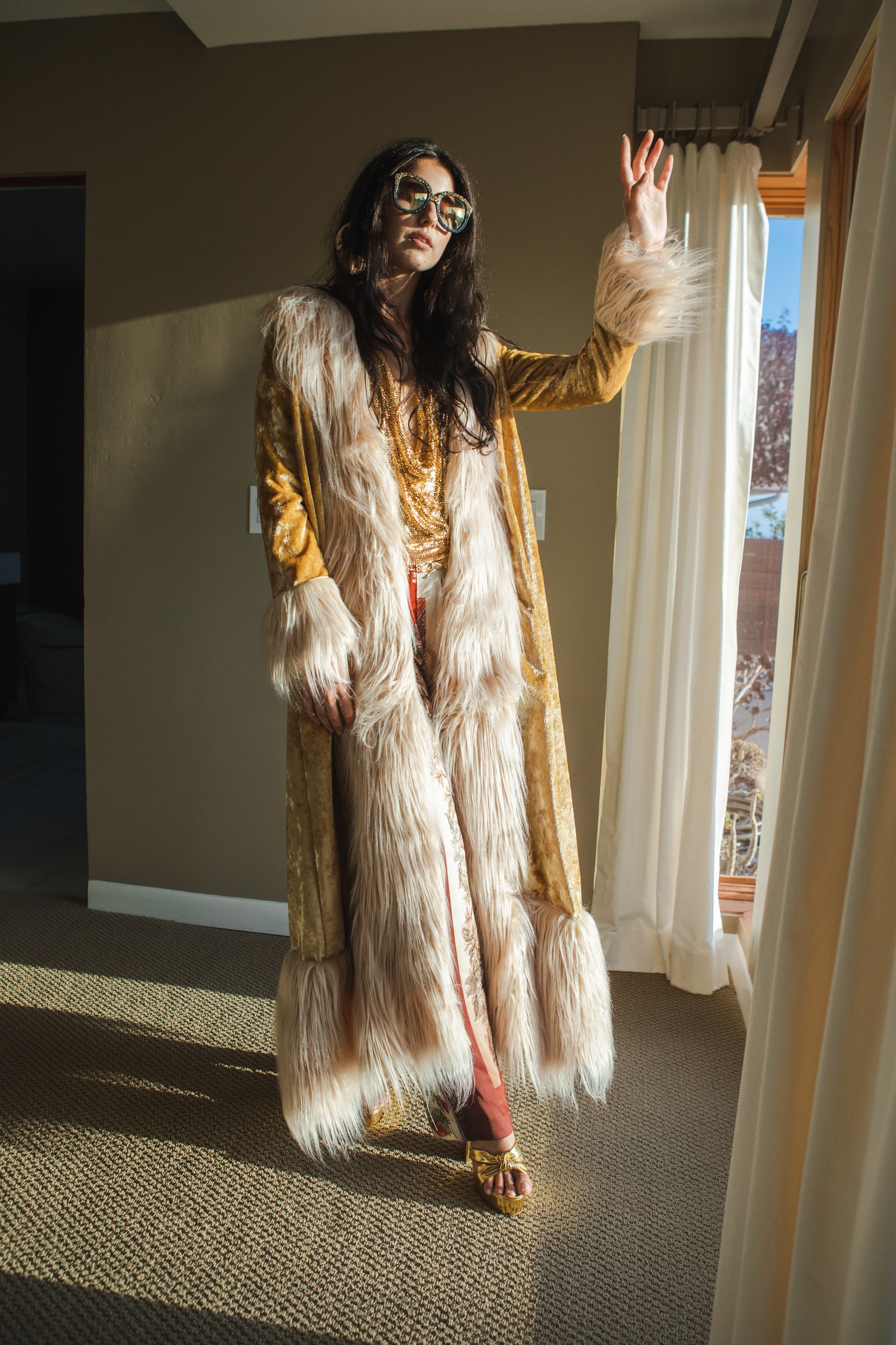 Faux fur hot sale duster coat