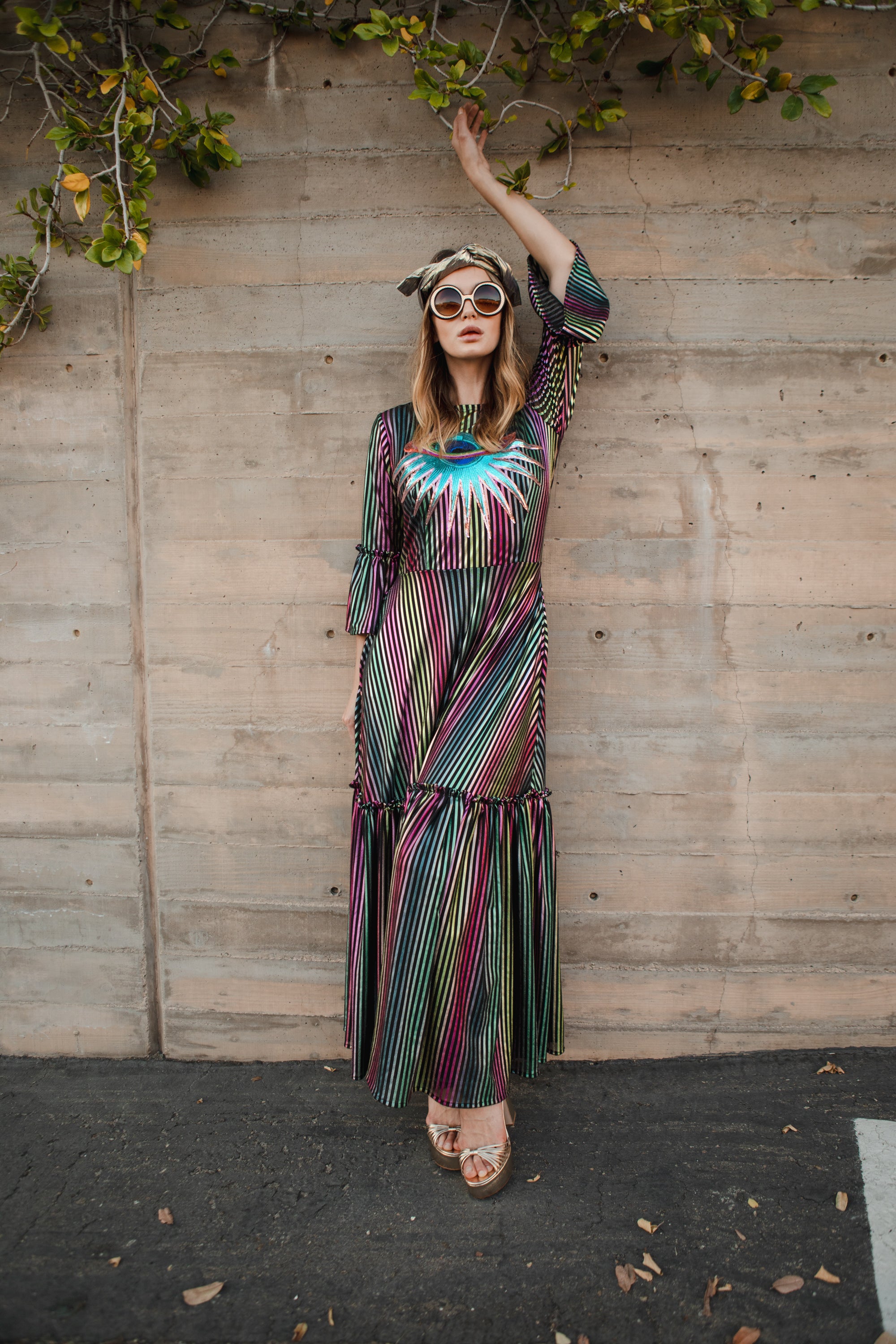 Colorful ruffle dress best sale