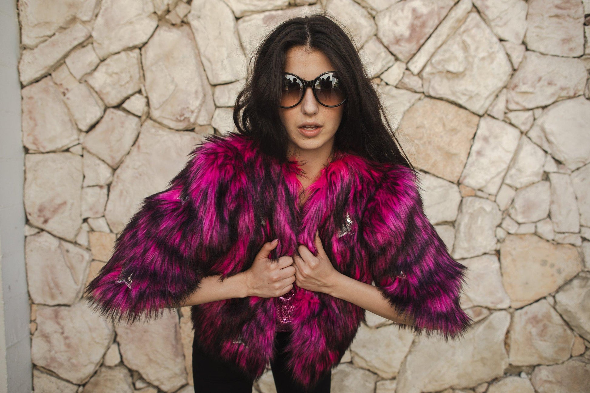 Planet Queen Faux Fur Jacket in Monster Pink – Jennafer Grace