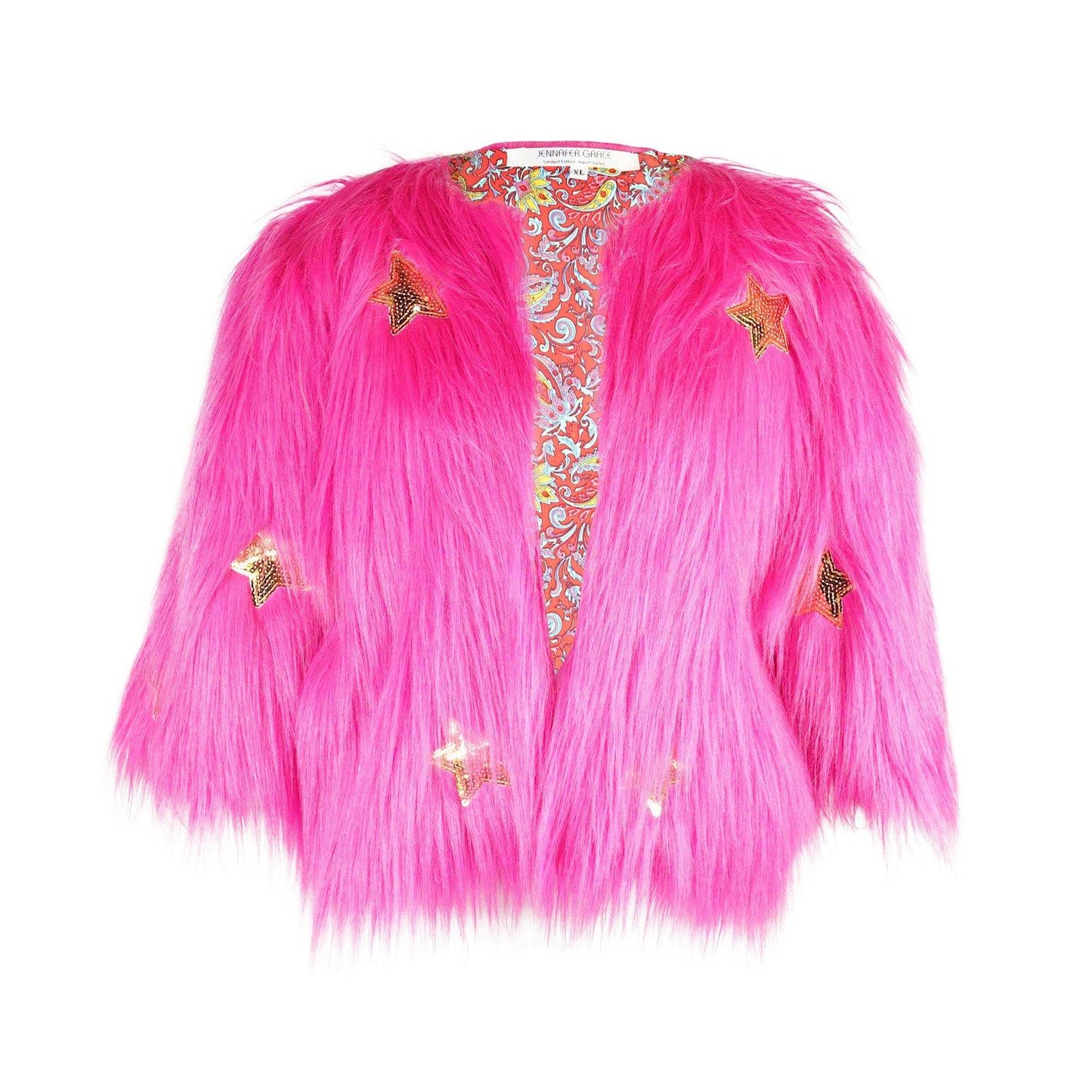 Planet Queen Pink Faux Fur Jacket