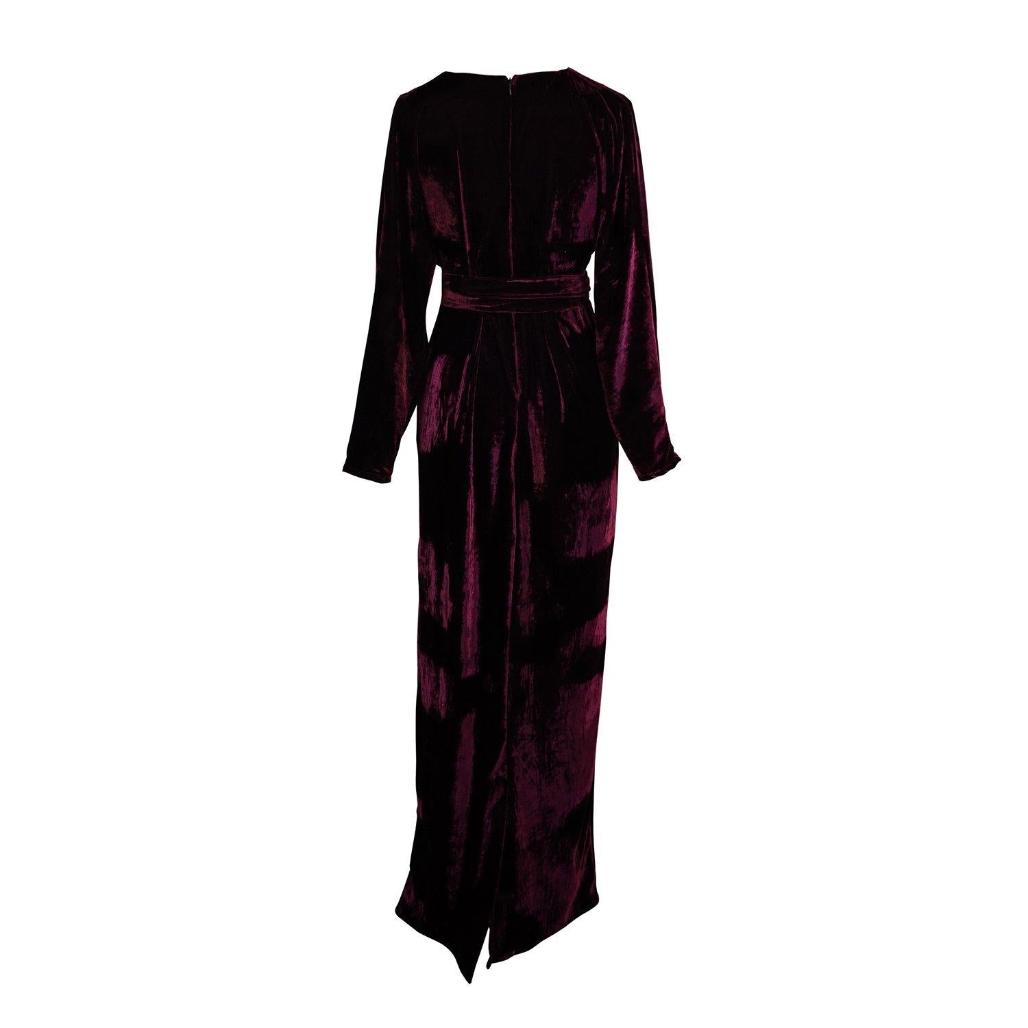 jennafer grace stretch velvet dark plum violet purple wine evening cocktail date night dress gown simple sexy handmade