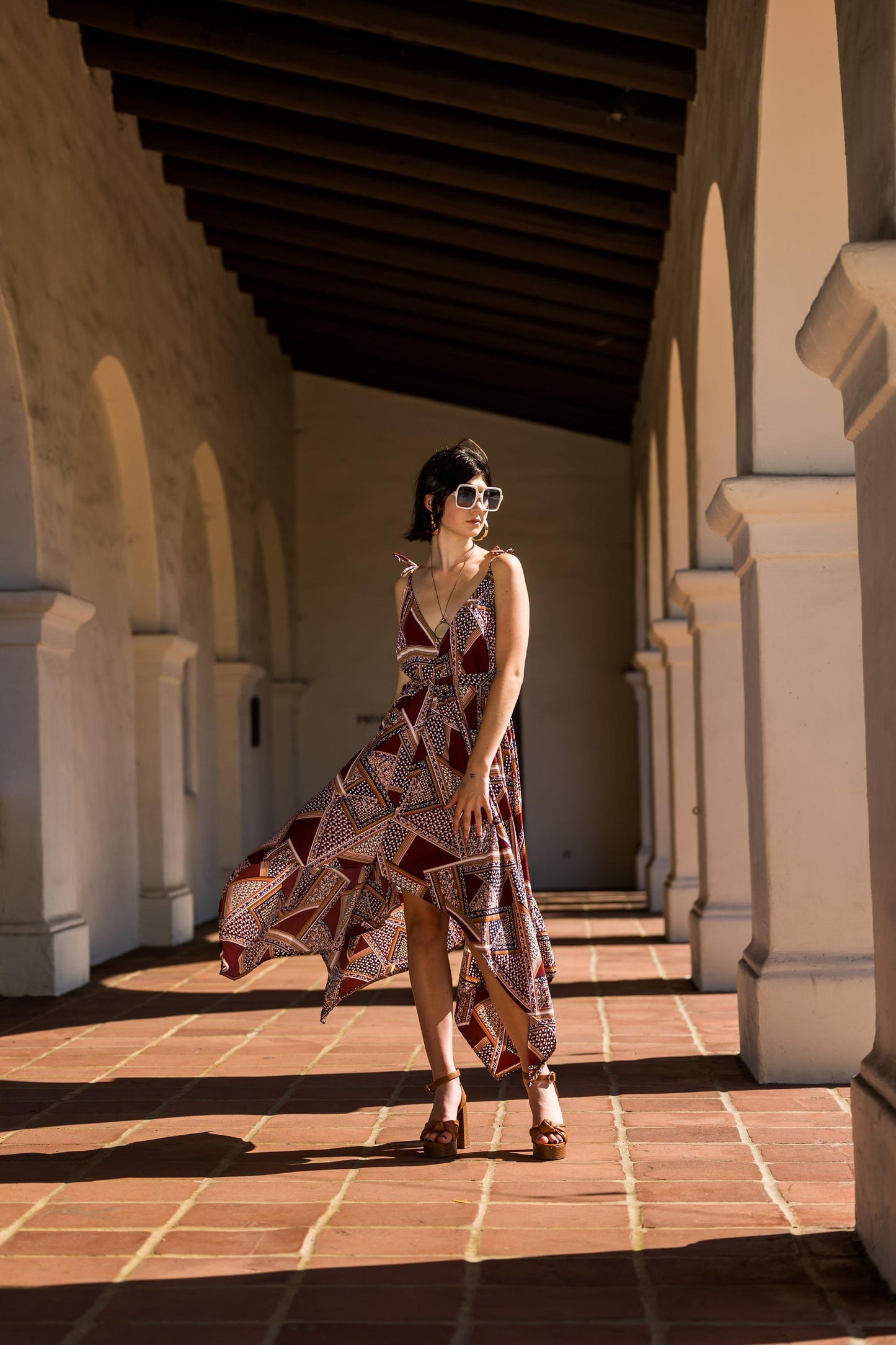 jennafer grace roux scarf dress bohemian boho hippie colorful vibrant deep red burgundy mauve maroon rouge summer dress summery flowy handmade one size fits all