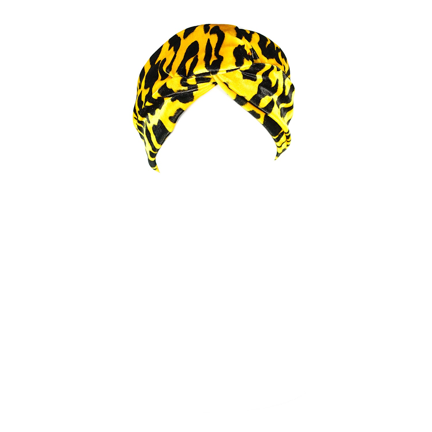 jennafer grace Vanya Gold Leopard Twist Headband turban turbanesque head band neon mustard yellow velvet velveteen boho bohemian hippie retro vintage 1920s 20s revival roaring twenties unisex handmade in california usa